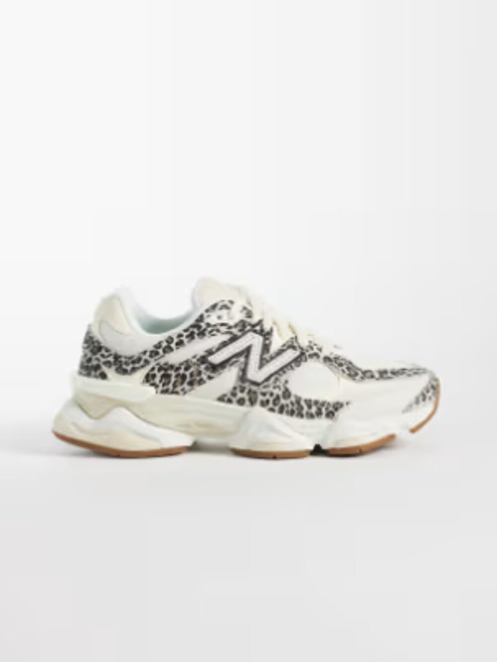New Balance 9060 White and Black Leopard-Print Sneakers